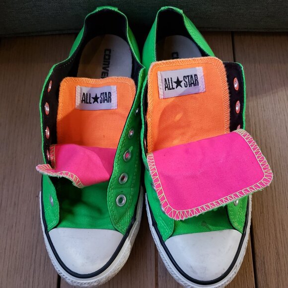 EUC CTAS Converse Neon Verdant Green, Double Tongue 107211F (8M - 10W) KICKS - Picture 3 of 9